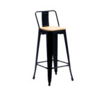 BANQUETA TOLIX NEGRO ASIENTO DE MADERA 76cm