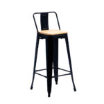 BANQUETA TOLIX NEGRO ASIENTO DE MADERA 76cm
