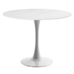Mesa Redonda Mármol Cerámica Blanco 100X75CM