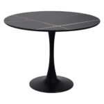 MESA REDONDA MARMOL NEGRO TEXTURIZADA 100x75cm