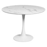 MESA REDONDA MARMOL BLANCO TEXTURIZADA 100x75cm