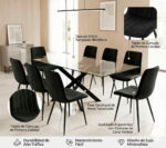 8 Sillas Mercedes Gamuza + Mesa Elegance 8P 180 x 90cm - Imagen 2