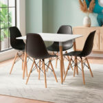 4 sillas Eames + Mesa Retro cuadrada de 80 x 80cm
