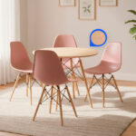 4 sillas Eames + Mesa Roble 80cm