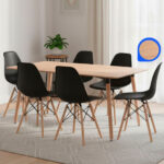 6 sillas Eames + Mesa Roble 140 x 80cm