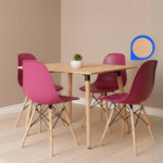 4 sillas Eames + Mesa Roble 80 x 80cm