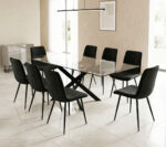 8 Sillas Mercedes Gamuza + Mesa Elegance 8P 180 x 90cm
