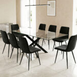 8 Sillas Mercedes Gamuza + Mesa Elegance 8P 180 x 90cm