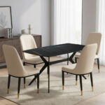 4 Sillas Glam + Mesa Italia Mármol Cerámico 140 x 80cm