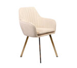 SILLA DE COMEDOR VELVED PATAS GOLD COLOR CREMA