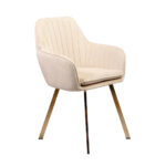 SILLA DE COMEDOR VELVED PATAS GOLD COLOR CREMA